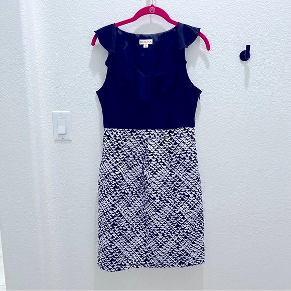 Merona Ruffle Neck Sleeveless Two Tone Sheath Dress - Size 4 (Black) - Picture 3 of 6